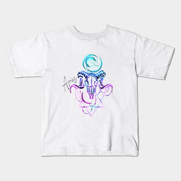 Aries Zodiac Kids T-Shirt by whittlealittle